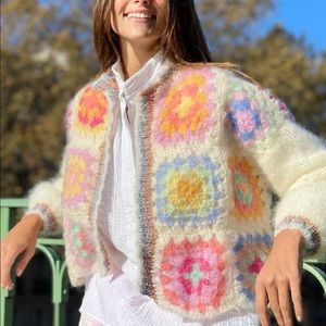 Rose Carmine Cropped Cardigan